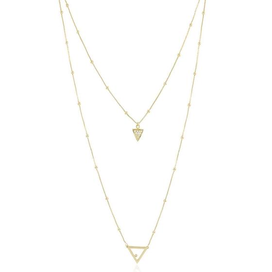 Imagem de Colar triangulo duplo banhado a ouro 18k