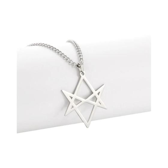 Imagem de Colar Vintage Masculino Em Aço Inoxidável Com Símbolo Hexagonal Unicursal Thelema, Pingente Simples