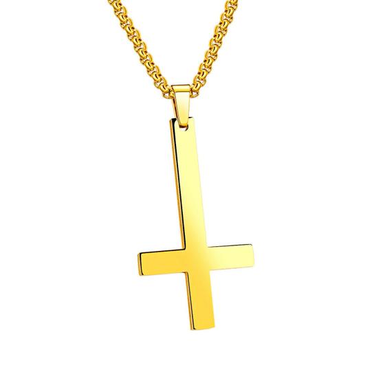 Imagem de Colar Wokex Cruz Invertida em Aço Inoxidável - Para Mulheres