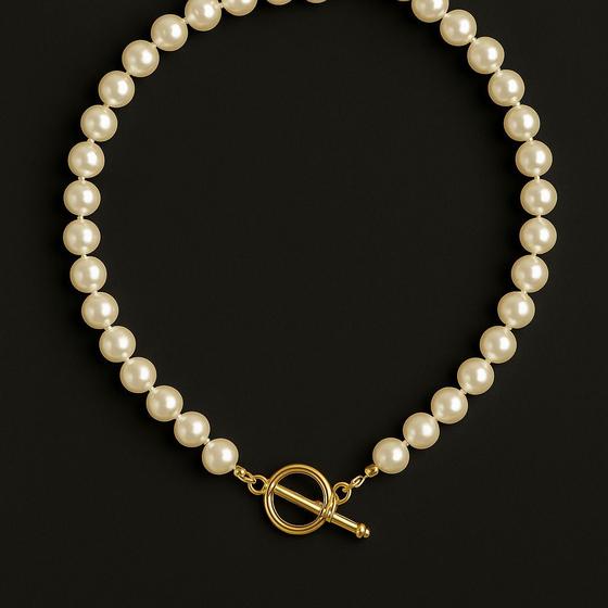 Colares choker colar de pérolas com fecho frontal dourado