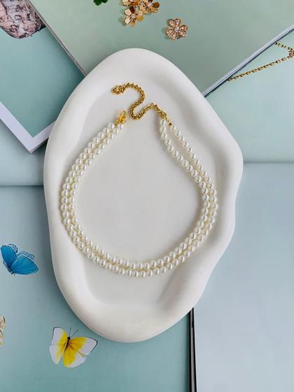 Imagem de Colares choker colar de pérolas duplo banhado ouro e prata