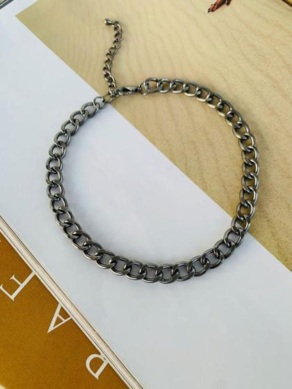 Imagem de Colares Chokers semi joia choker de correntes a Ródio Negro