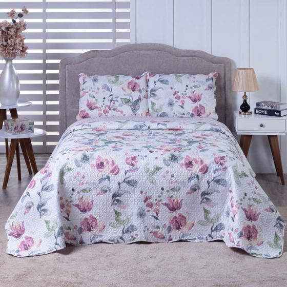 Imagem de Colcha Bouti Queen Dupla Face Estampada com Porta Travesseiro 3 Peças Gemelli
