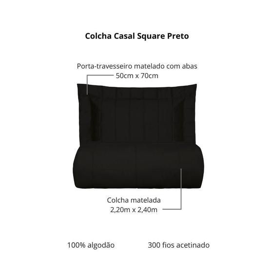 Imagem de Colcha Casal 300 Fios Kacyumara Square 03 Peças Preto