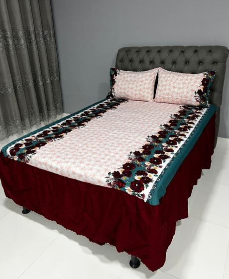 Imagem de Colcha casal box padrão estanpada floral oxford 3pçs