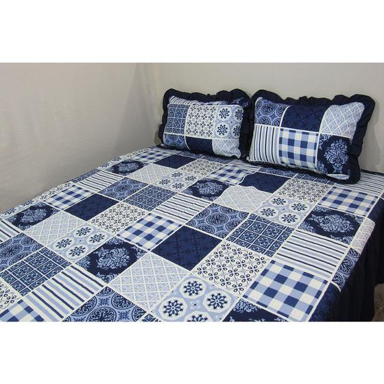 Colcha Casal para uso Diario com Sarja Babado Chrisney Bordados