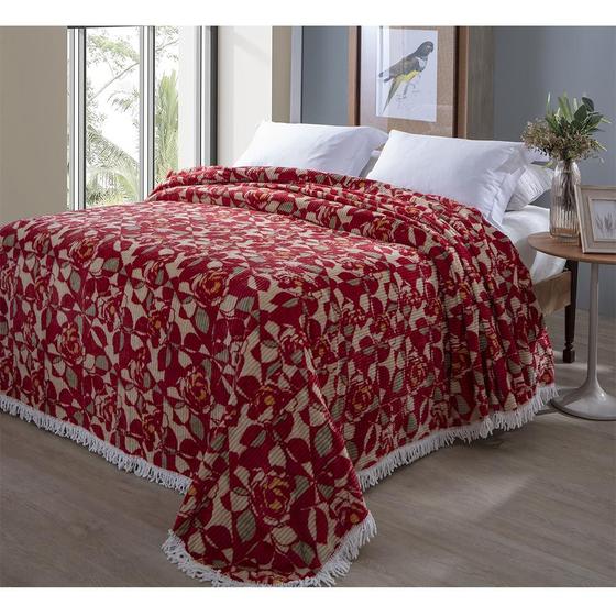 Imagem de Colcha Chenille Canelada Rafaella 220x240cm Toque Super Macio Vermelho Jolitex