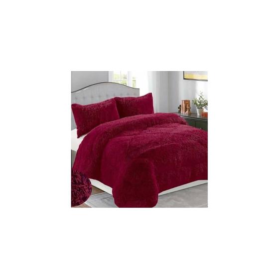 Imagem de Colcha Chiporro Furry Bordeaux para 2 Lugares com 2 Fronhas