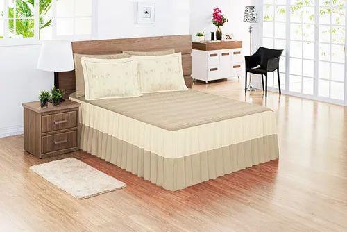 Imagem de Colcha Cobre Leito Bordado Para Cama Casal Box King Bege