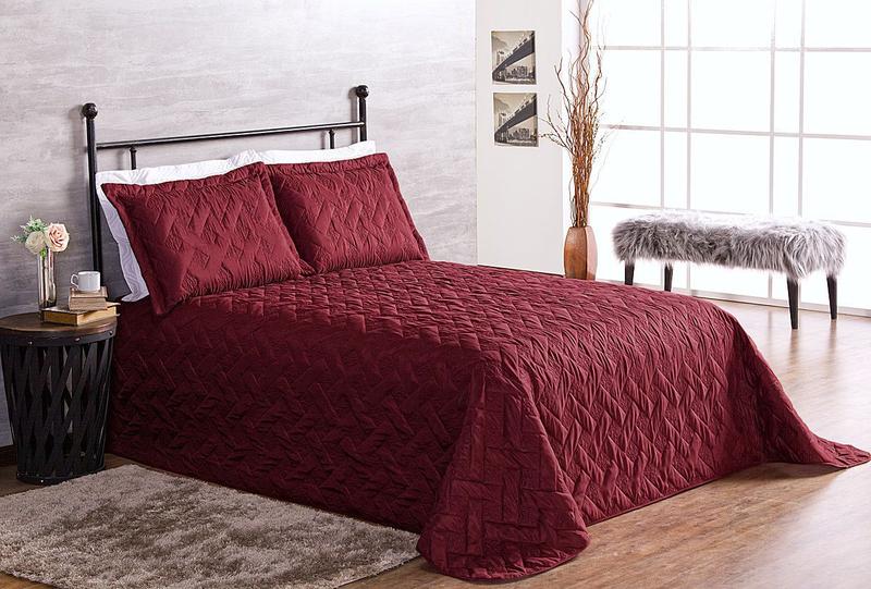 Imagem de Colcha Cobre Leito Cama Casal Matelado Porta Travesseiro 3Pç Roupa de Cama Cama Posta