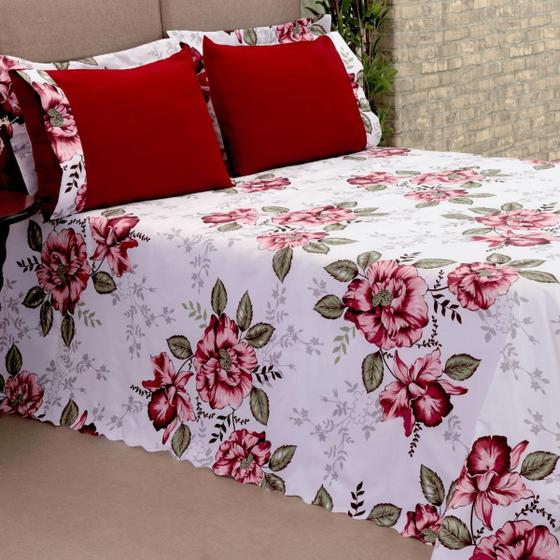 Colcha Cobre Leito Cama Casal Queen Size 03 Peças Floral Premium Entrega Imediata