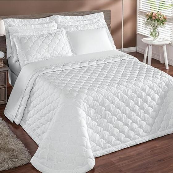 Imagem de Colcha Cobre Leito Colossal Queen Com Lese 3 Peças - Branco