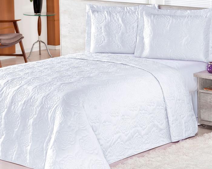 Imagem de Colcha Cobre Leito Dupla Face Matelassê Clean - Branco