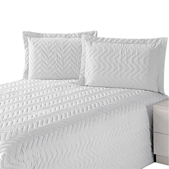 Imagem de Colcha Cobre Leito Dupla Face Onix Cama Queen 3 Peças Branco