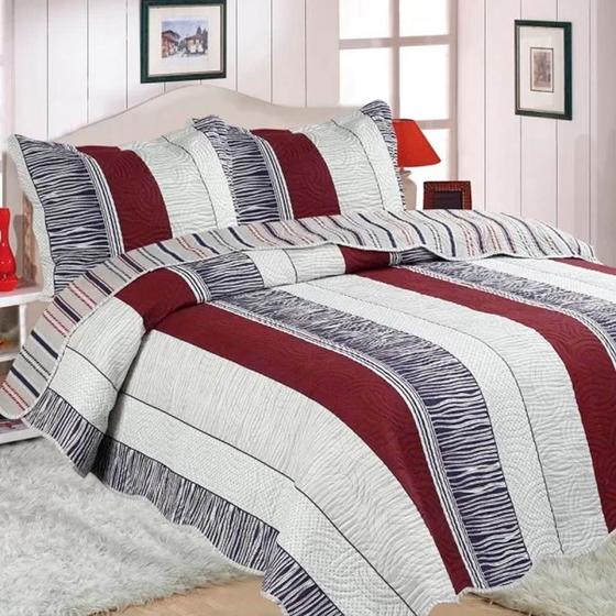 Imagem de Colcha Cobre Leito Patchwork  Casal Logan Realce Premium Sultan