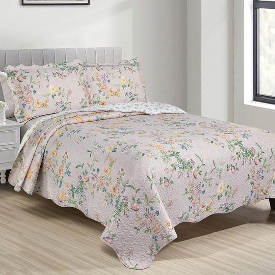 Imagem de Colcha Cobre Leito Queen 3 Peça Dupla Face Estampada Camesa - Emcompre