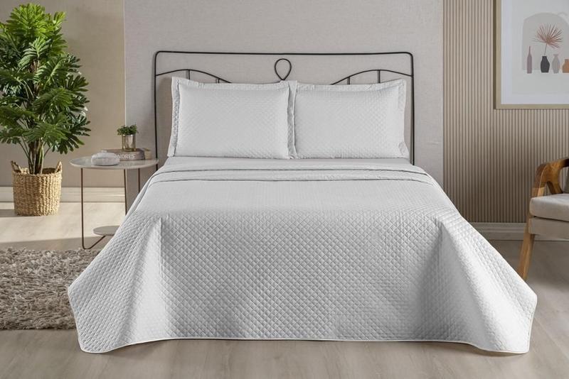 Imagem de Colcha Cobre Leito Queen 3 Peças Dubai Matelado Branco