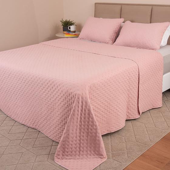 Imagem de Colcha Cobre Leito Queen kit 3 peças Dupla Face Micro Percal Macio Ultrassônico