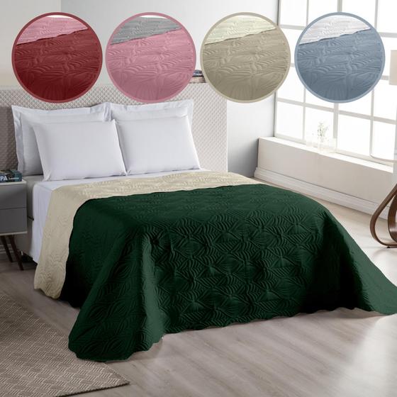 Colcha de Cama Box Cobre Leito Casal Queen Dupla Face 150 Fios Matelado ...