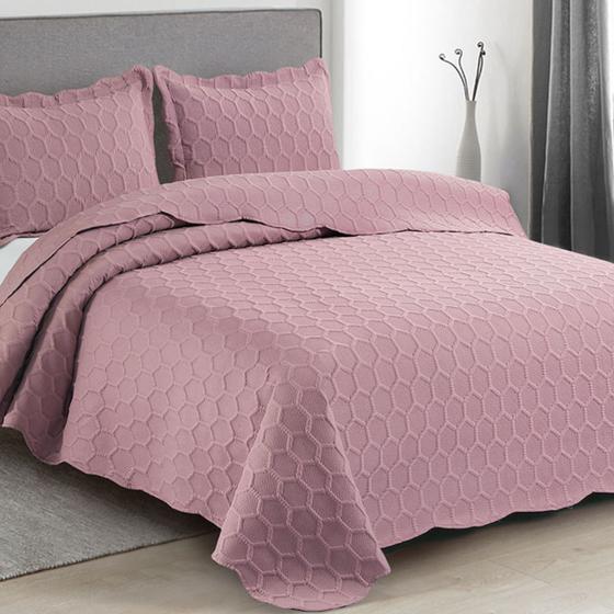 Imagem de Colcha De Cama Ilusion Orla Casal Camesa 220x240 Rose