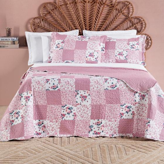 Imagem de Colcha Estampada Queen 200 Fios Com Porta Travesseiro Valley 03 Peças Le Rose