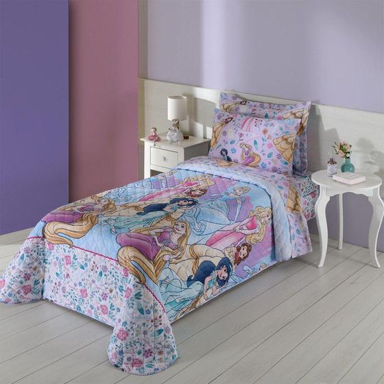 Princesa Colcha Rosa Colcha Infantil Matelassê Solteiro Andreza Disney Princesas - Andreza ...