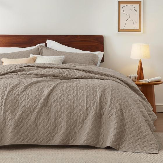 Imagem de Colcha Leve Bedsure Queen Size - Cor Taupe