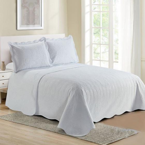 Colcha Mandi Queen 240x260Cm C/Porta Travesseiro 3 Pçs Branco Cobre Leito Menor preço em Colcha Mandi Queen 240x260Cm C/Porta Travesseiro 3 Pçs Branco Cobre Leito