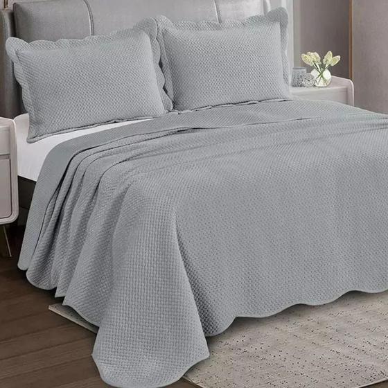 Imagem de Colcha Neo Clássico Casal 2,20x2,40m - Camesa Cinza