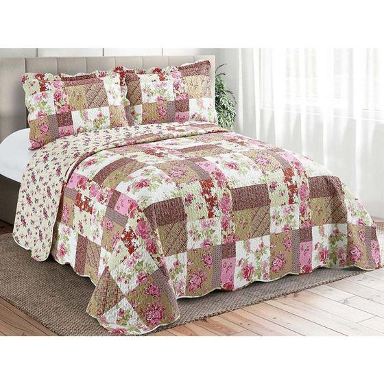 Imagem de Colcha Patchwork Solteiro Camesa Pomar 2 Peças Matelassê