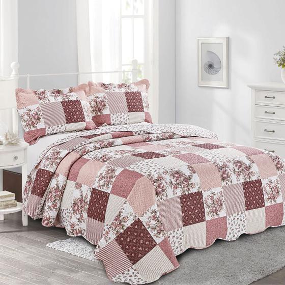 Colcha Queen Clusa Camesa Evolution Patchwork 240x260CM Rosa Menor preço em Colcha Queen Clusa Camesa Evolution Patchwork 240x260CM Rosa