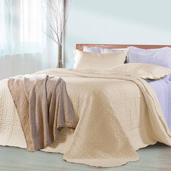 Colcha Queen Dupla Face Home Decor Lisa Bege HABITAT CobreLeito e