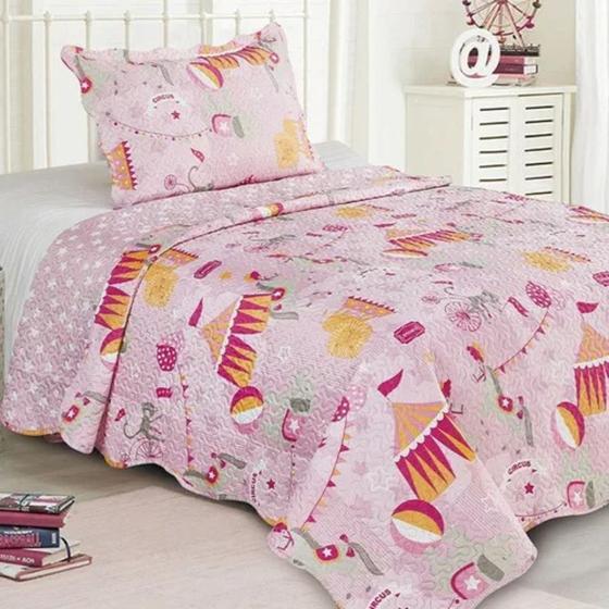 Imagem de Colcha Solteiro Infantil Evolution Patchwork Camesa 230x160cm