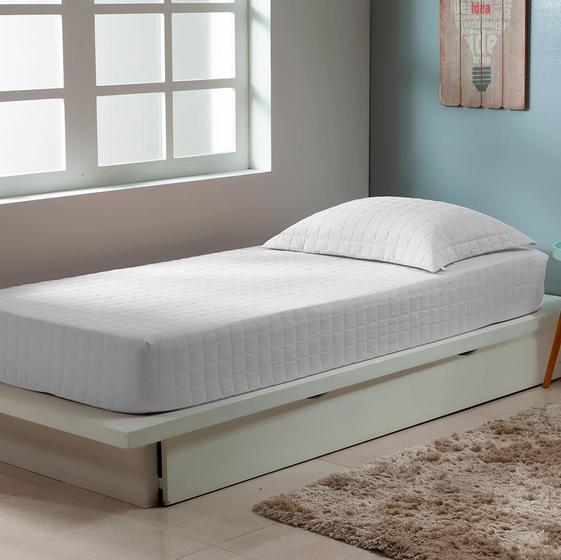Imagem de Colcha Solteiro Zapt Zum Sleep Elástico 2Pçs 200 Fios Branco