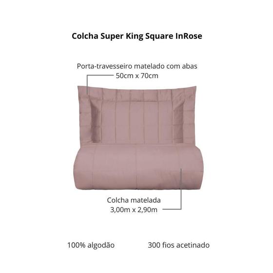 Imagem de Colcha Super King 300 Fios Kacyumara Square 03 Peças In Rose