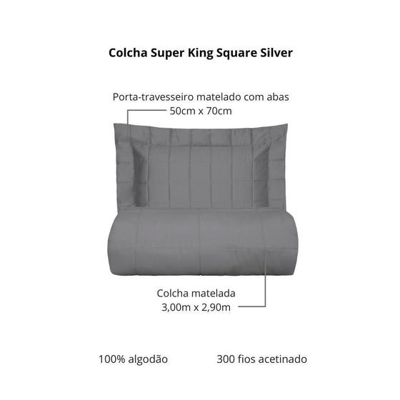 Imagem de Colcha Super King 300 Fios Kacyumara Square 03 Peças Silver