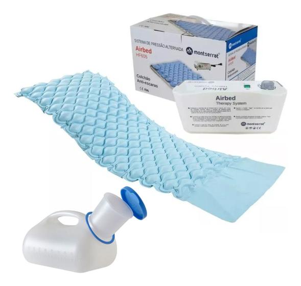 Imagem de Colchão Anti Escaras Sistema De Pressão Alternada 220V + Urinol Coletor De Urina Masculino 1 Litro