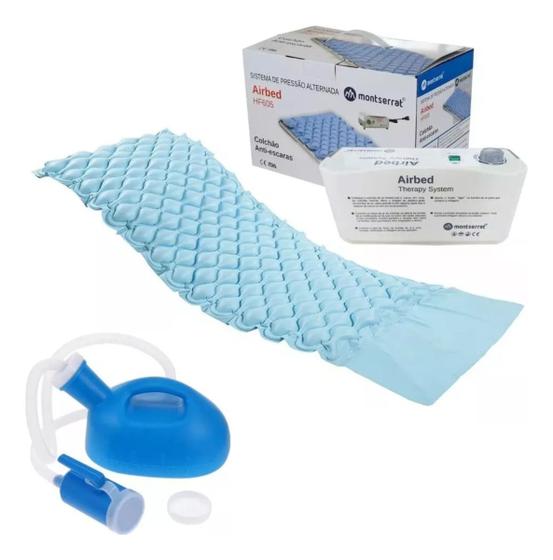 Imagem de Colchão Anti Escaras Sistema De Pressão Alternada E Com Motor 110v + Urinol Coletor De Urina Masculino 2 Litros