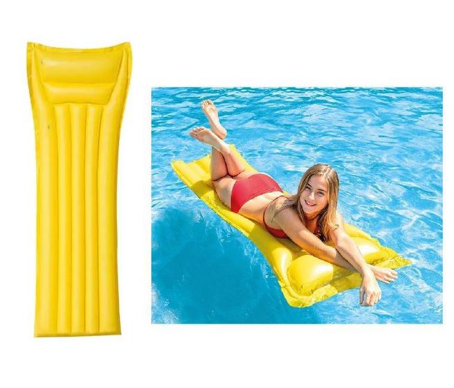 Imagem de Colchão Boia Bronzeador Liso Amarelo p/ Piscina Intex 1.83m