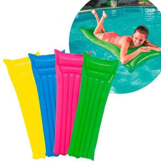 Imagem de Colchão Boia Inflável para Piscina Verão Colorido 183x69cm