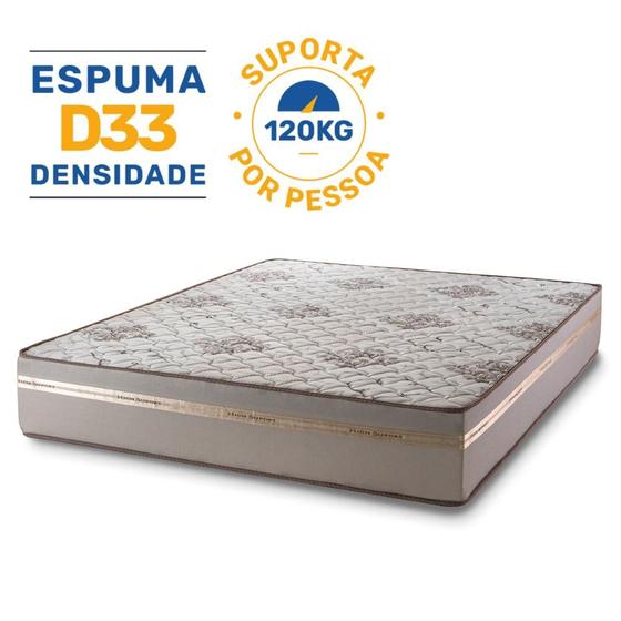 Imagem de Colchão Casal Espuma D33 One Face Millenium 138x188x19cm Branco/Bege Hellen - Suporta até 120kg por pessoa