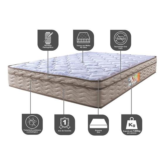 Colchão Casal Ortopédico 138x188x28 One Face Espuma D33 Dourado - Cama inBox