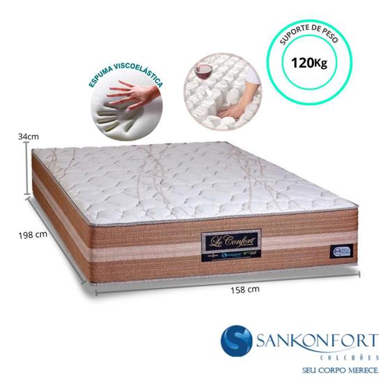 Colchão Casal Queen Molas Ensacadas com Visco Elástico Sankonfort Le ...