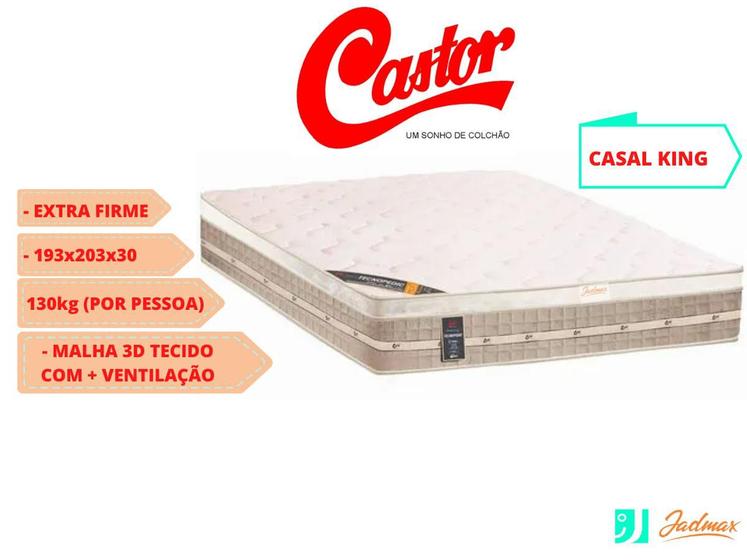 Imagem de Colchão Castor King Premium Tecnopedic 193x203x30 (Linha Alta e Firme)