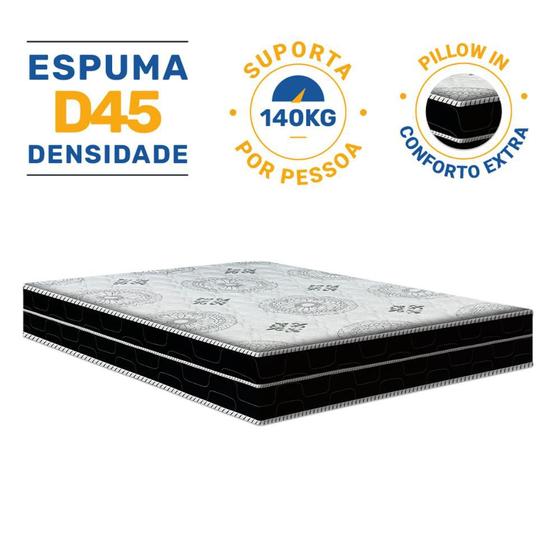 Colchão de Espuma D45 Pillow In Anjos OrtoConfort Casal 138x188x18cm ...