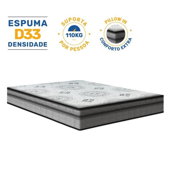 Colchão Espuma D33 Pillow In Anjos Ortosleep Casal 138x188x18cm Menor preço em Colchão Espuma D33 Pillow In Anjos Ortosleep Casal 138x188x18cm