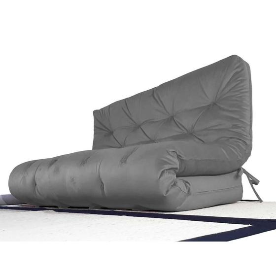 Imagem de Colchão Futon Casal Dobrável Sofa Cama Cinza