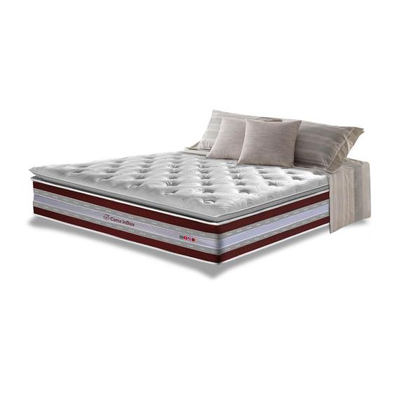 Imagem de Colchão King de Molas Ensacadas D33 com Pillow TOP Cama inBox Select 193x203x32 Vinho