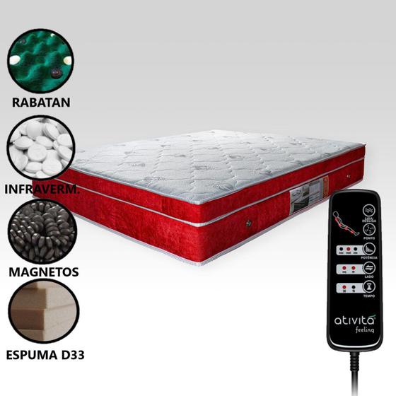 Colchão Magnético Com Massageador (8 motores) e Controle Queen (1,58 x 1,98 m) Espuma D33 Vermelho Menor preço em Colchão Magnético Com Massageador (8 motores) e Controle Queen (1,58 x 1,98 m) Espuma D33 Vermelho