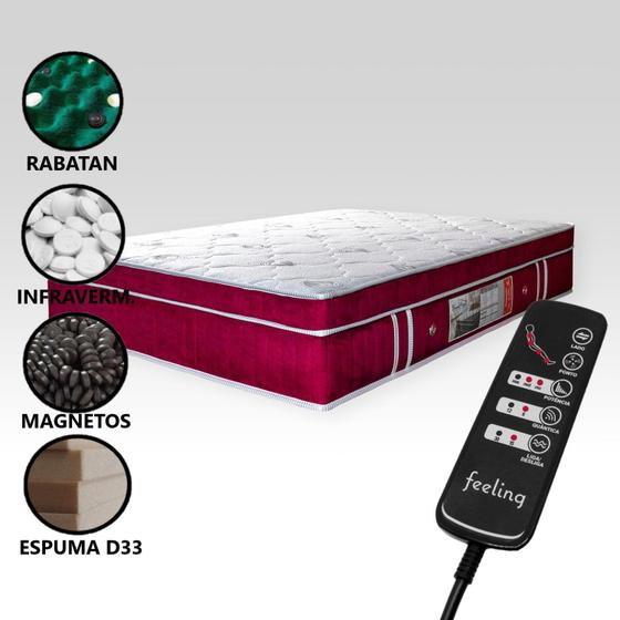 Colchão Magnético Massageador Energia Bioquântica Casal (1,38 x 1,88 m) Espuma D33 Vermelho Vinho Menor preço em Colchão Magnético Massageador Energia Bioquântica Casal (1,38 x 1,88 m) Espuma D33 Vermelho Vinho